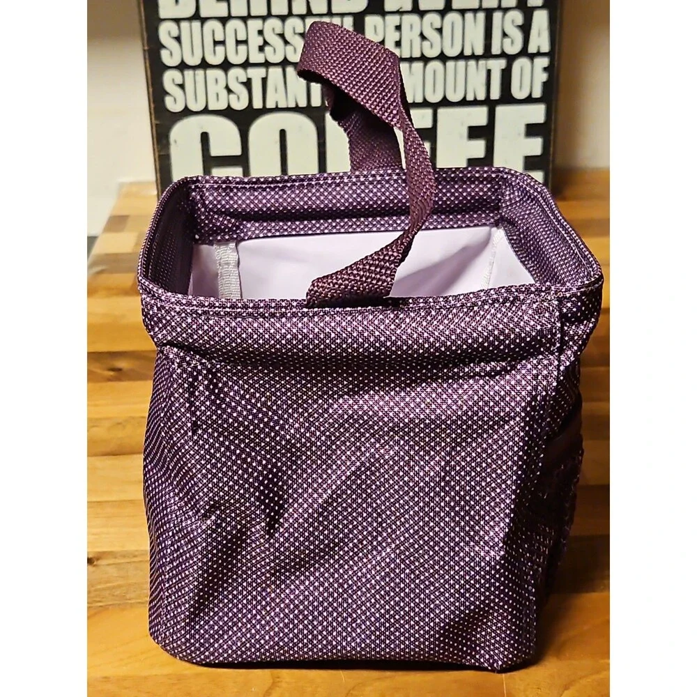 Thirty-One Littles Carry All Tote Caddy Plum Gingham Pop Mesh Pocket EUC